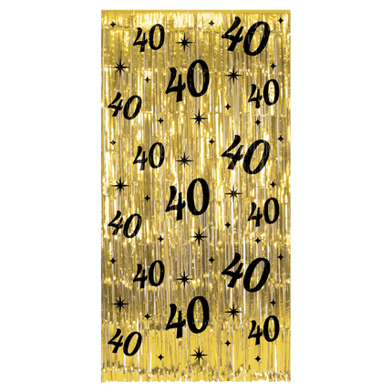 40 Jaar Deurgordijn Goud Zwart van Paper Dreams koop je bij Partywinkel