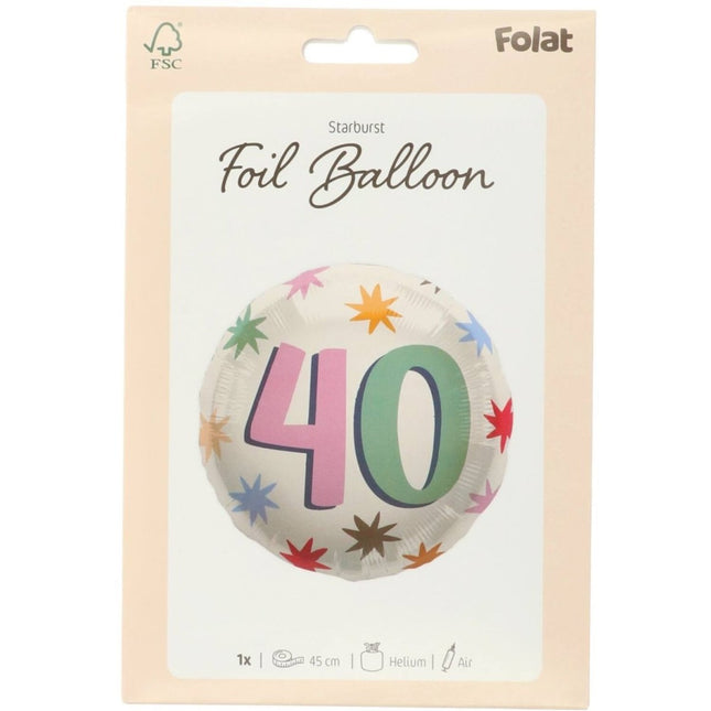 40 Jaar Helium Ballon Leeg 45cm van Folat koop je bij Partywinkel