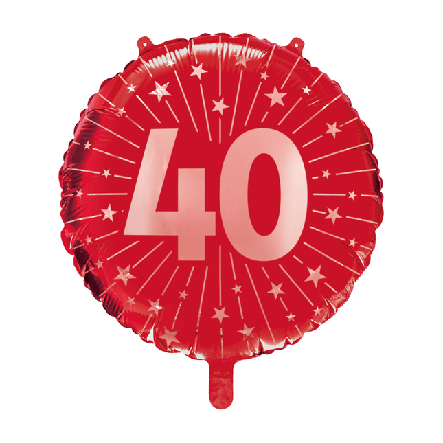 40 Jaar Helium Ballon Rood Leeg 45cm van WeFiesta koop je bij Partywinkel