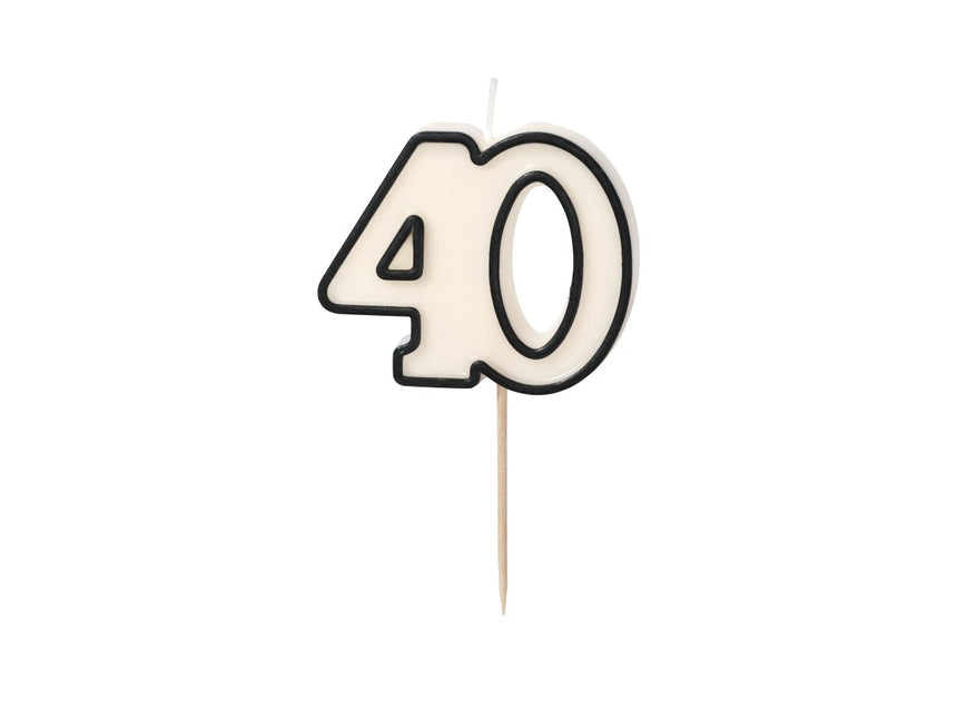 40 Jaar Kaars Zwart Wit 5,5cm van Partydeco koop je bij Partywinkel