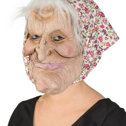 Witch Mask With Floral Headscarf and Hair