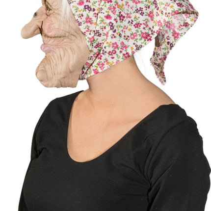 Witch Mask With Floral Headscarf and Hair