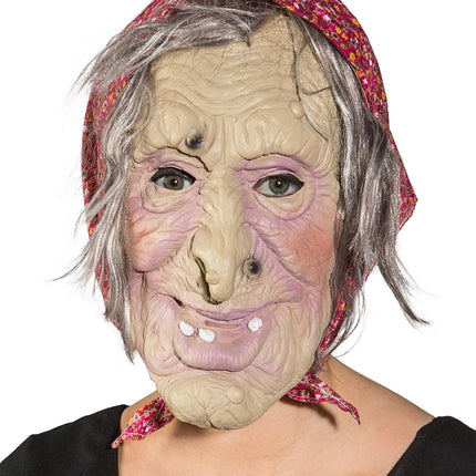 Witch Mask with Headscarf and Hair