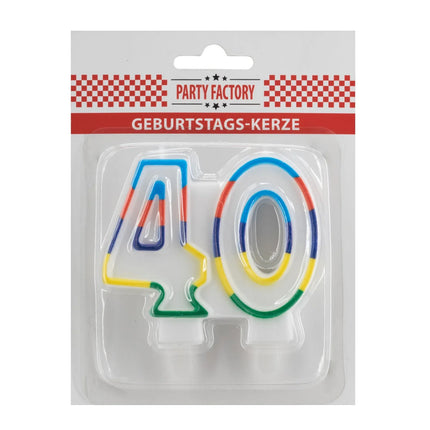 40th Anniversary Candle with Colored Edge, 7 cm