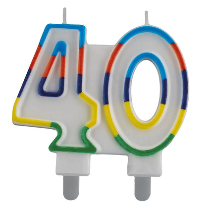 40th Anniversary Candle with Colored Edge, 7 cm