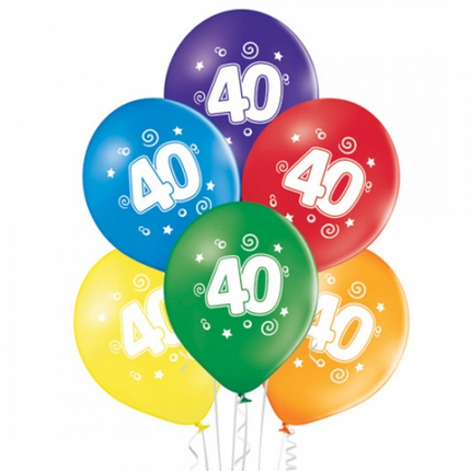 40 Years Balloons, Colored, 30 cm, 10-Pack