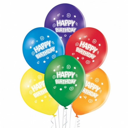Colored "Happy Birthday" Balloons, 30 cm, 10-pack