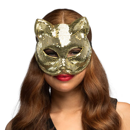 Disco Cat Gold Half Mask