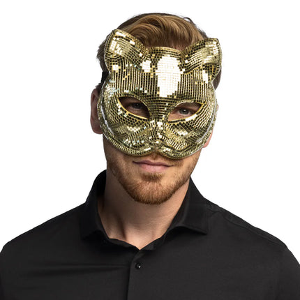 Disco Cat Gold Half Mask
