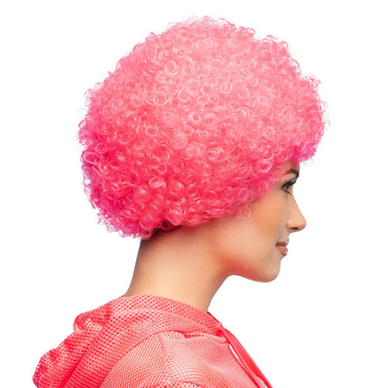 Neon Pink Curly UV Wig