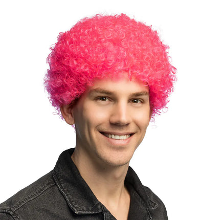Neon Pink Curly UV Wig