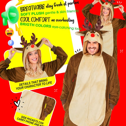 Brown Solid-Color Reindeer Costume