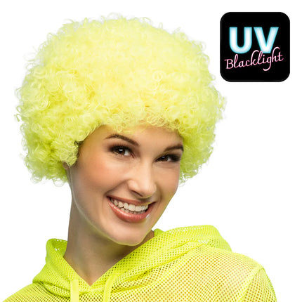Curly Neon Yellow UV Wig