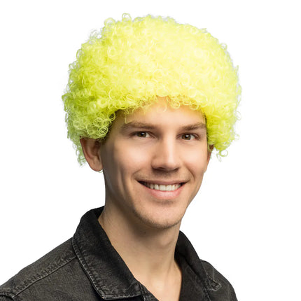 Curly Neon Yellow UV Wig