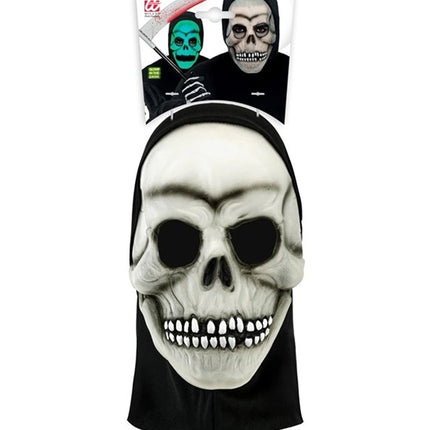 SKULL MASK WITH HOOD - GLOW-IN-THE-DARK LATEX