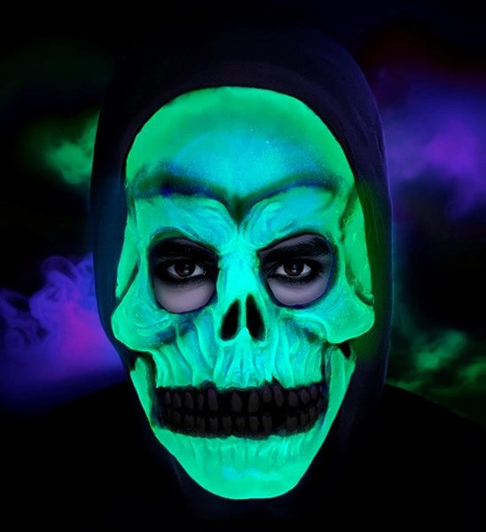 Halloween Skull Mask with Hood—Glow-in-the-Dark