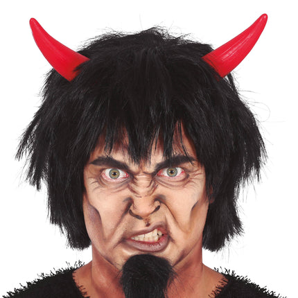 Devil Wig, Black, Hoorns
