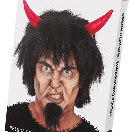 Devil Wig, Black, Hoorns