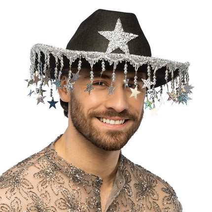 Stargazing Black Cowboy Hat