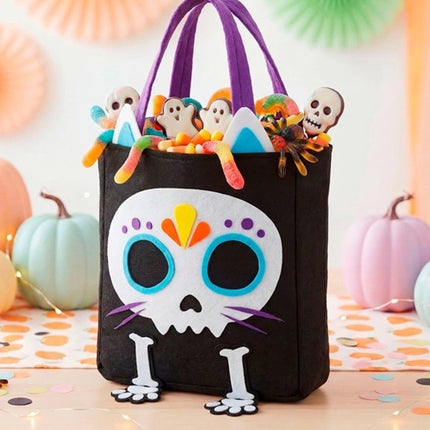 TRICK-OR-TREAT SKELETON CAT BAG