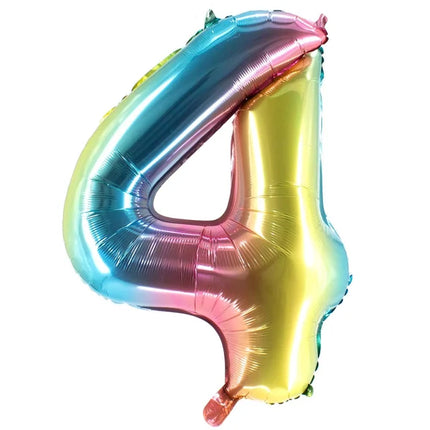 4-Year-Old Number Balloon, Rainbow, Empty, 1 m