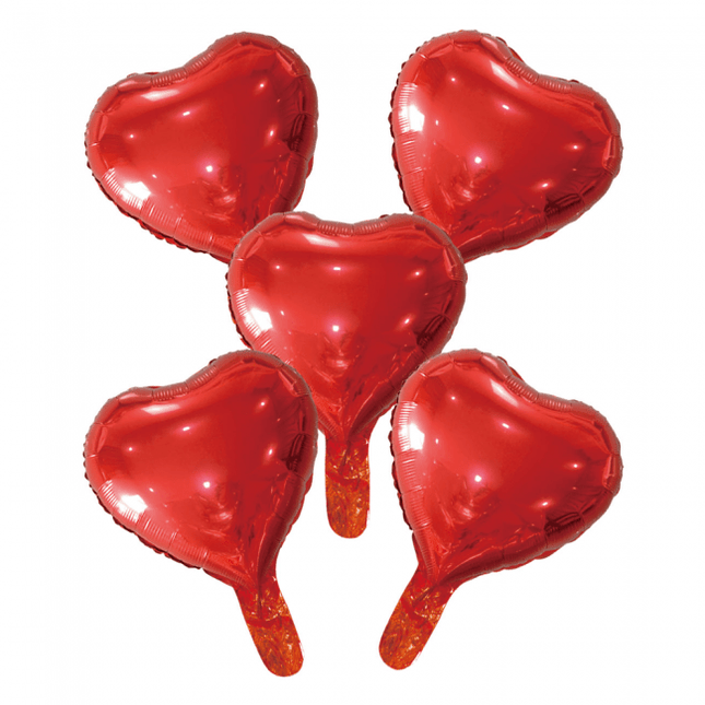 5 Folieballonnen hart met papieren rietje 9" rood van WeFiesta koop je bij Partywinkel