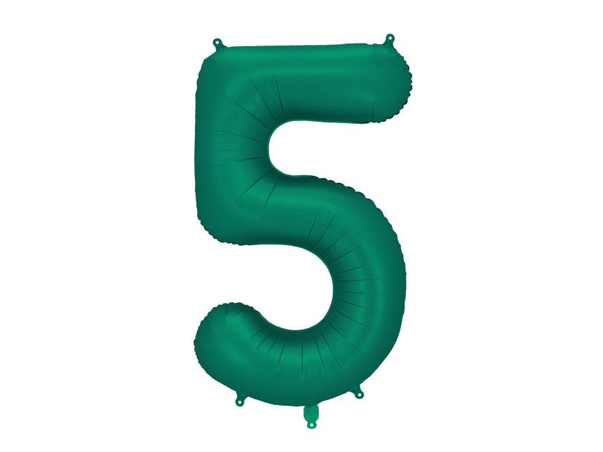 5 Jaar Cijfer Ballon Groen Leeg 86cm van Partydeco koop je bij Partywinkel