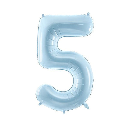 5 Jaar Cijfer Ballon Lichtblauw Leeg 72cm van Partydeco koop je bij Partywinkel