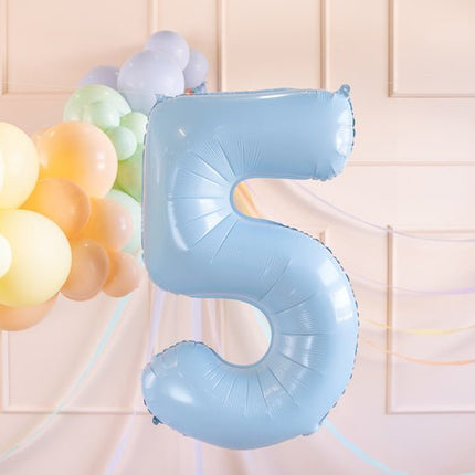 5 Jaar Cijfer Ballon Lichtblauw Leeg 72cm van Partydeco koop je bij Partywinkel