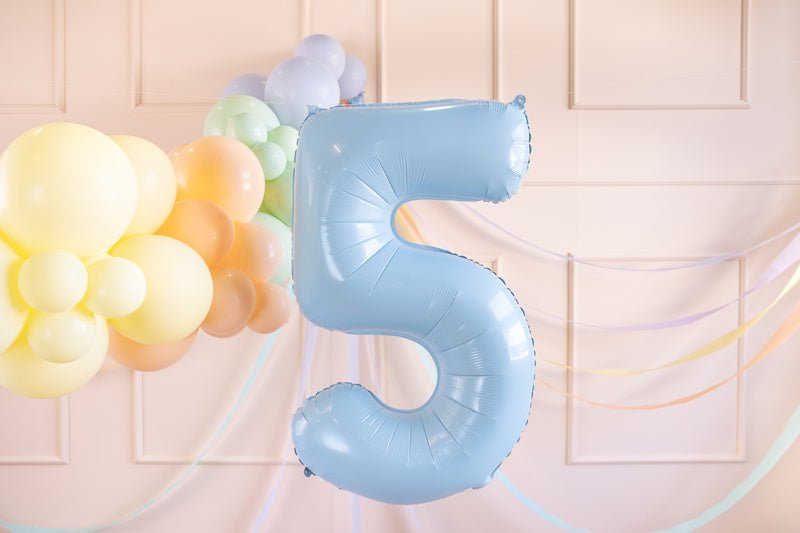 5 Jaar Cijfer Ballon Lichtblauw Leeg 72cm van Partydeco koop je bij Partywinkel
