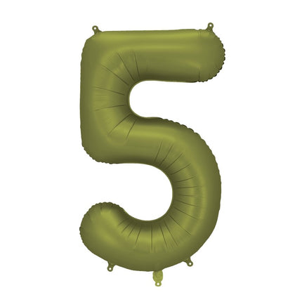 5 Jaar Cijfer Ballon Olijfgroen Leeg 86cm van Partydeco koop je bij Partywinkel