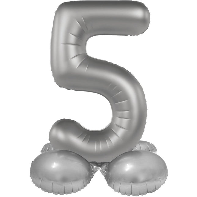 5 Jaar Cijfer Ballon Zilver 72cm van Folat koop je bij Partywinkel