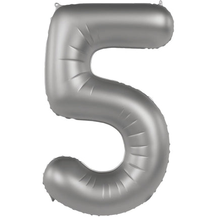 5 Jaar Cijfer Ballon Zilver 86cm van Folat koop je bij Partywinkel