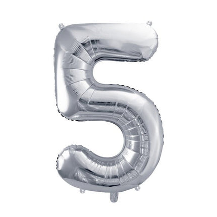 5 Jaar Cijfer Ballon Zilver Leeg 72cm van Partydeco koop je bij Partywinkel