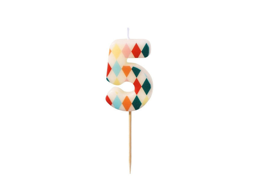 5 Jaar Kaars Gekleurd 5,5cm van Partydeco koop je bij Partywinkel