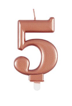 5 Jaar Kaars Rose Goud 10cm van Unique koop je bij Partywinkel