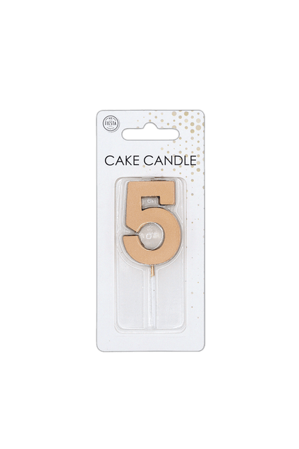5 Jaar Kaars Rose Goud Metallic 4,5cm van WeFiesta koop je bij Partywinkel
