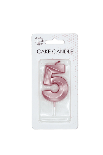 5 Jaar Kaars Rose Goud Metallic 6cm van WeFiesta koop je bij Partywinkel