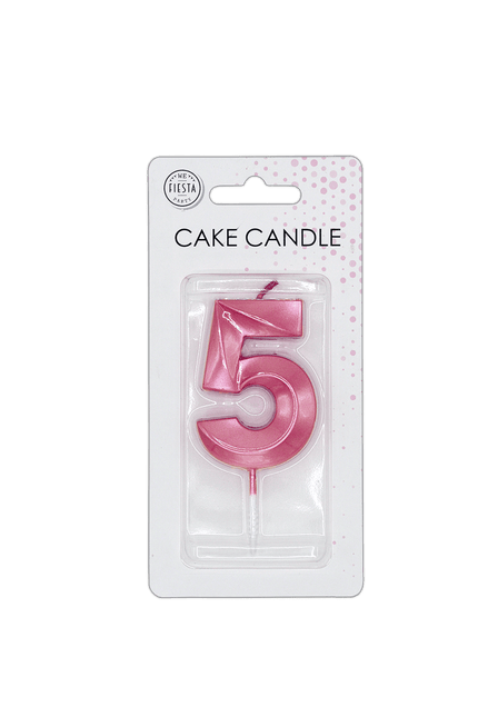 5 Jaar Kaars Roze Metallic 6cm van WeFiesta koop je bij Partywinkel