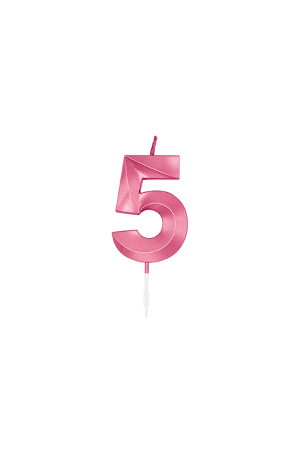 5 Jaar Kaars Roze Metallic 6cm van WeFiesta koop je bij Partywinkel