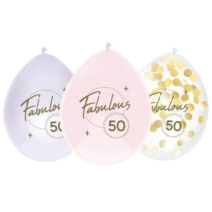 50 Jaar Ballonnen Gekleurd 30cm 6st van Haza Witbaard koop je bij Partywinkel