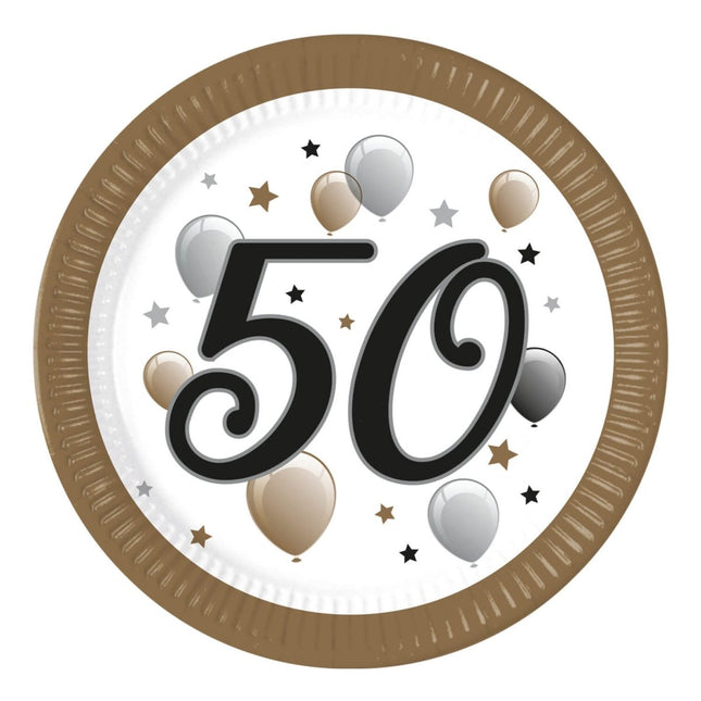 50 Jaar Borden Papier 23cm 8st van Procos koop je bij Partywinkel