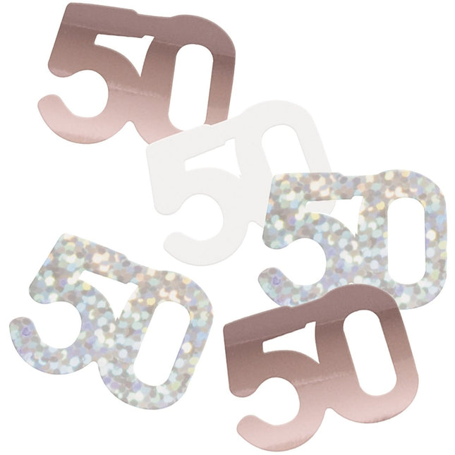 50 Jaar Confetti Zak Rose Goud 14gr van Unique koop je bij Partywinkel