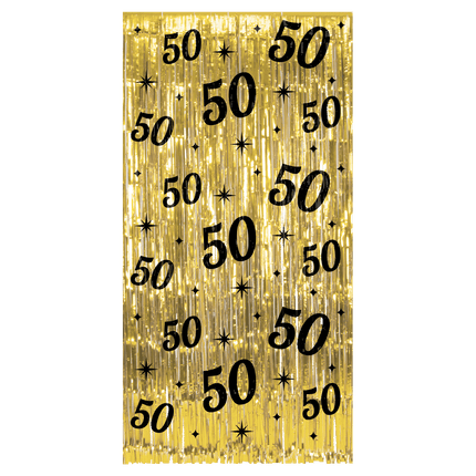 50 Jaar Deurgordijn Goud Zwart van Paper Dreams koop je bij Partywinkel