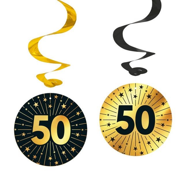 50 Jaar Hangdecoratie Goud Zwart 95cm 4st van WeFiesta koop je bij Partywinkel