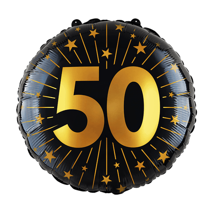 50 Jaar Helium Ballon Zwart Goud Folie Leeg 45cm van WeFiesta koop je bij Partywinkel