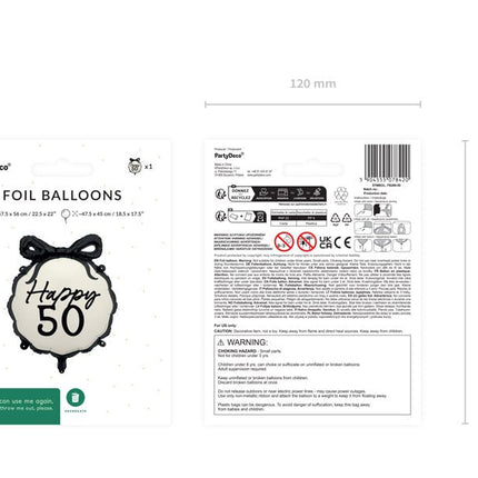 50 Jaar Helium Ballon Zwart Wit 53cm van Partydeco koop je bij Partywinkel