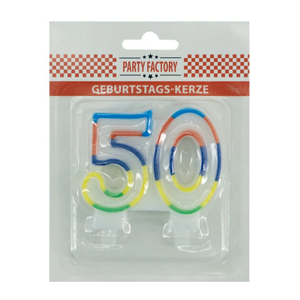 50th Anniversary Candle with Colored Edge, 7 cm