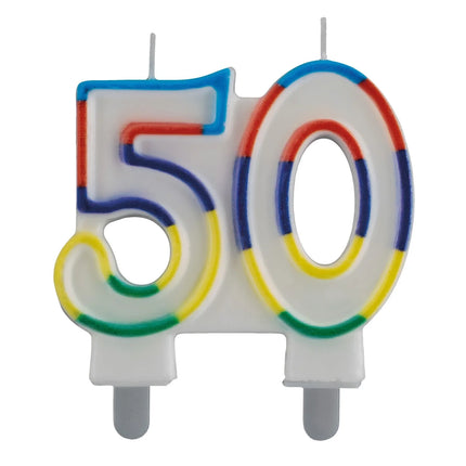 50th Anniversary Candle with Colored Edge, 7 cm