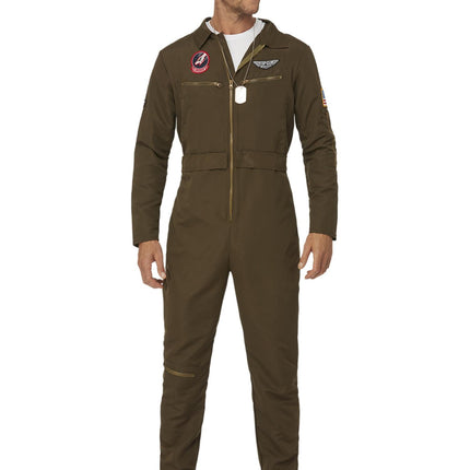 Top Gun Jumpsuit, Green, Men's, Pilot Maverick